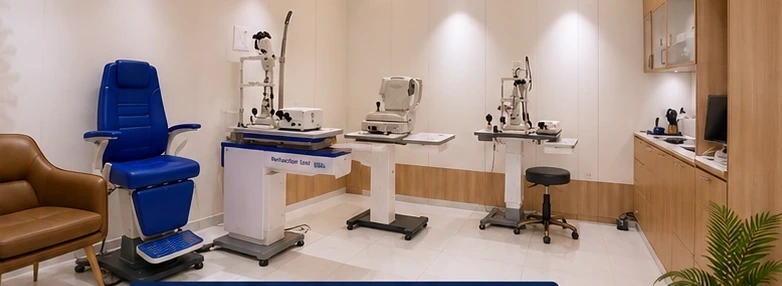 Diagnostic room at iNetra eye centre, Janak Puri